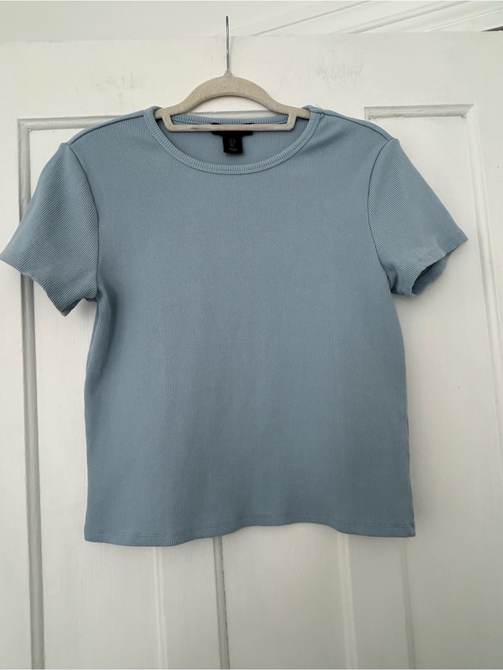 House of Harlow 1960 Ribbed Short Sleeve Top – Light Blue – Size L